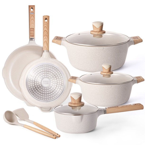 granite stoneware cookset white